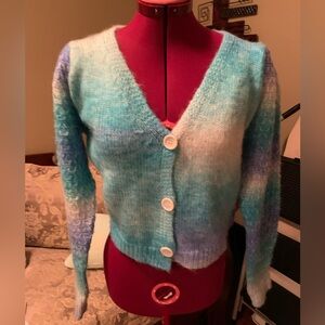 NWOT Shein Multi Colored Ombré Cropped button front sweater